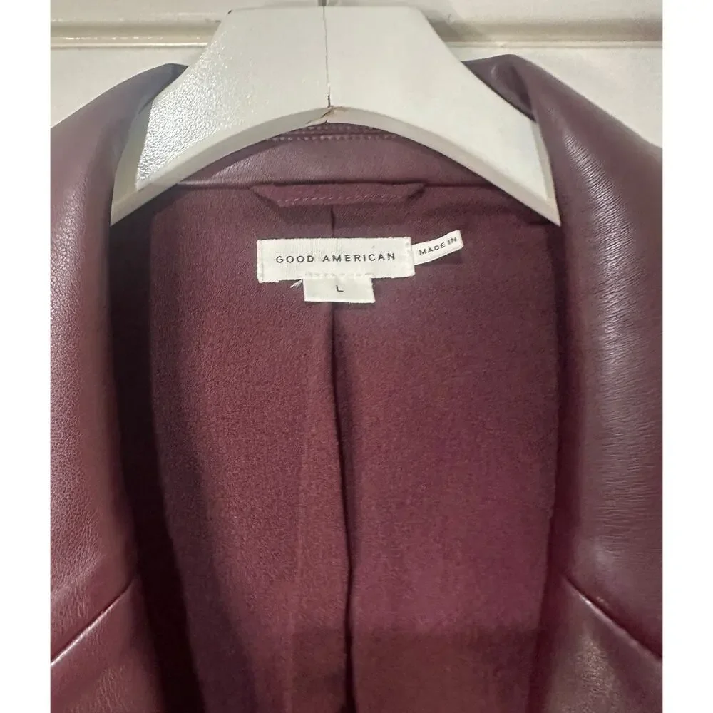 Women’s Plum Faux Leather Blazer Jacket - Picture 9 of 16